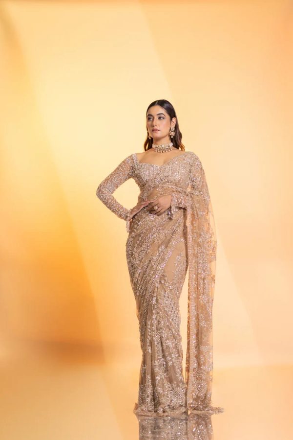 DF 3462 Cream Color Butterfly Net Heavy 5mm Sequins Embroidery work Saree Casual, Wedding, Festive, Events . Expected Delivery  4-6 Working Days @1999/- only                                                                                | Sarees, Bollywood Sarees, Creative Sarees, Designer Sarees, Embroidered Sarees, Ethnic Saree, Modern Digital sarees, Party Wear Sarees