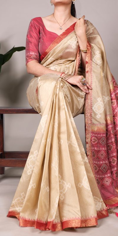 YNF 7503 Cream Color Jacquard Silk Printed With Zari Weaving Work Casual, Wedding, Festive, Events . Expected Delivery  4-6 Working Days @2199/- only                                | Sarees, Bollywood Sarees, Creative Sarees, Designer Sarees, Embroidered Sarees, Ethnic Saree, Modern Digital sarees, Party Wear Sarees