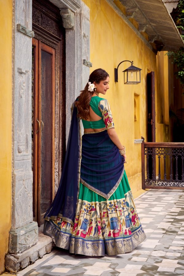 LNB 1242 Firozi Color Poly Chanderi Kalamkari Printed Zari Weaving Work Lehenga Choli Wedding, Party, Festive, Events Etc. Delivery 4-6 Working Days Rs 1899 | Lehenga, Bollywood Lehenga, Creative Lehenga, Designer Lehenga, Embroidered Lehenga, Party Wear Lehenga
