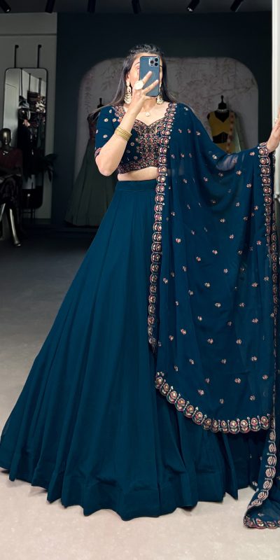 LNB 1416 Firozi Color Georgette Plain Lehenga Choli Wedding, Party, Festive, Events Etc. Delivery 4-6 Working Days Rs 3999 | Lehenga, Bollywood Lehenga, Creative Lehenga, Designer Lehenga, Embroidered Lehenga, Party Wear Lehenga