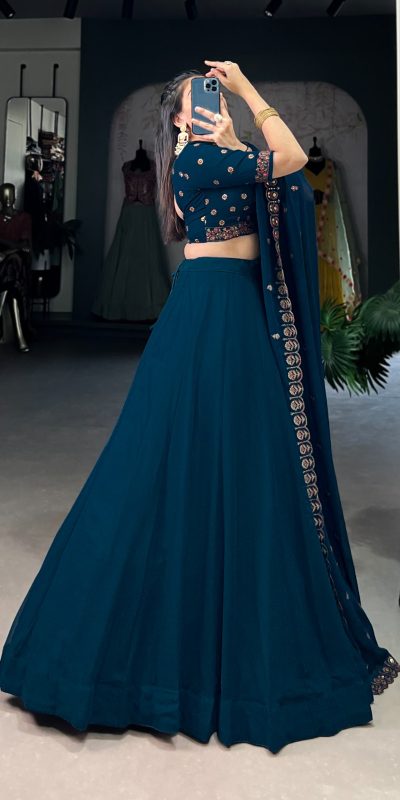 LNB 1416 Firozi Color Georgette Plain Lehenga Choli Wedding, Party, Festive, Events Etc. Delivery 4-6 Working Days Rs 3999 | Lehenga, Bollywood Lehenga, Creative Lehenga, Designer Lehenga, Embroidered Lehenga, Party Wear Lehenga
