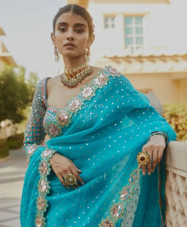 DF 3453 Firozi Color Faux Georgette 5mm Sequence Work Casual, Wedding, Festive, Events . Expected Delivery  4-6 Working Days @2099/- only                                                                                | Sarees, Bollywood Sarees, Creative Sarees, Designer Sarees, Embroidered Sarees, Ethnic Saree, Modern Digital sarees, Party Wear Sarees