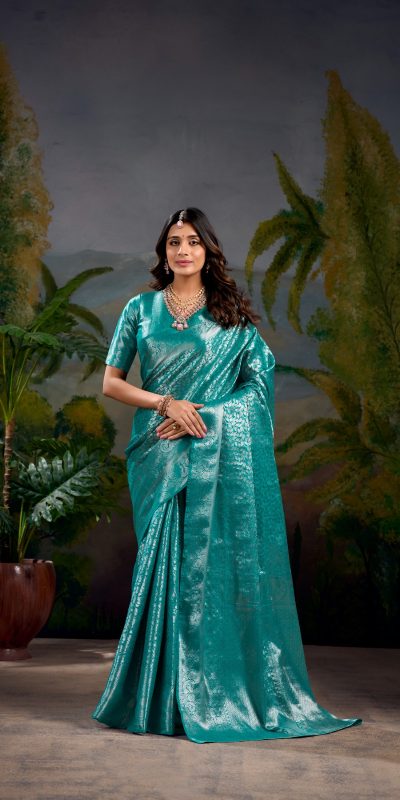 YNF 7404 Firozi Color Kanjivaram Zari Weaving Work Saree Casual, Wedding, Festive, Events . Expected Delivery  4-6 Working Days @1599/- only                                | Sarees, Bollywood Sarees, Creative Sarees, Designer Sarees, Embroidered Sarees, Ethnic Saree, Modern Digital sarees, Party Wear Sarees