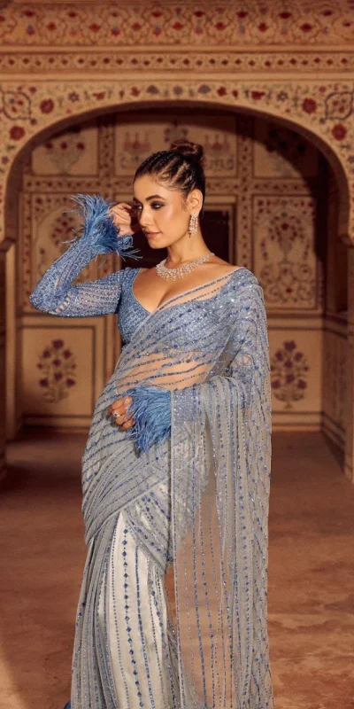 DF 3446 Firozi Color Mono Net 5mm Multy & Sequins Embroidery Work Saree Casual, Wedding, Festive, Events . Expected Delivery  4-6 Working Days @1759/- only                                                                                | Sarees, Bollywood Sarees, Creative Sarees, Designer Sarees, Embroidered Sarees, Ethnic Saree, Modern Digital sarees, Party Wear Sarees