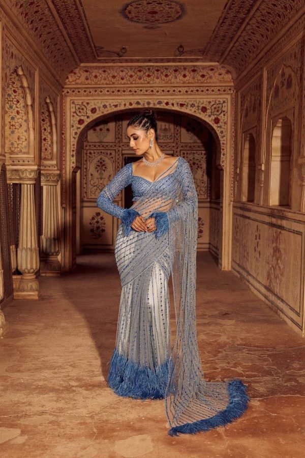 DF 3446 Firozi Color Mono Net 5mm Multy & Sequins Embroidery Work Saree Casual, Wedding, Festive, Events . Expected Delivery  4-6 Working Days @1759/- only                                                                                | Sarees, Bollywood Sarees, Creative Sarees, Designer Sarees, Embroidered Sarees, Ethnic Saree, Modern Digital sarees, Party Wear Sarees