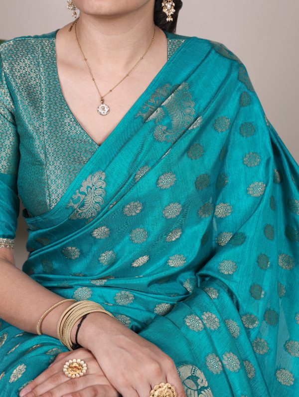 YNF 7904 Firozi Color Roop Silk Zari Weaving Work Saree Casual, Wedding, Festive, Events . Expected Delivery  4-6 Working Days @1749/- only                                                                                | Sarees, Bollywood Sarees, Creative Sarees, Designer Sarees, Embroidered Sarees, Ethnic Saree, Modern Digital sarees, Party Wear Sarees