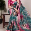YNF 7015 Firozi Color Tussar Silk With Viscose Border Printed Saree Casual, Wedding, Festive, Events . Expected Delivery  4-6 Working Days @1699/- only                                                                                | Sarees, Bollywood Sarees, Creative Sarees, Designer Sarees, Embroidered Sarees, Ethnic Saree, Modern Digital sarees, Party Wear Sarees