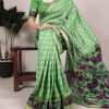 YNF 7035 Green Color Polyester Chanderi Printed Zari Weaving Work Saree Casual, Wedding, Festive, Events . Expected Delivery  4-6 Working Days @1549/- only                                                                                | Sarees, Bollywood Sarees, Creative Sarees, Designer Sarees, Embroidered Sarees, Ethnic Saree, Modern Digital sarees, Party Wear Sarees