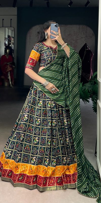 LNB 1638 Green Color Cotton Printed With Foil Work Lehenga Choli Wedding, Party, Festive, Events Etc. Delivery 4-6 Working Days Rs 1999 | Lehenga, Bollywood Lehenga, Creative Lehenga, Designer Lehenga, Embroidered Lehenga, Party Wear Lehenga