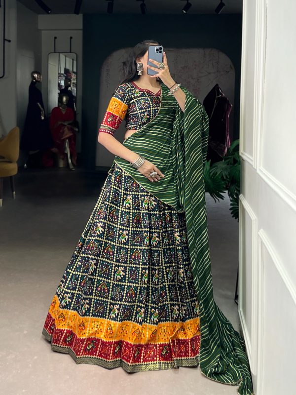 LNB 1638 Green Color Cotton Printed With Foil Work Lehenga Choli Wedding, Party, Festive, Events Etc. Delivery 4-6 Working Days Rs 1999 | Lehenga, Bollywood Lehenga, Creative Lehenga, Designer Lehenga, Embroidered Lehenga, Party Wear Lehenga