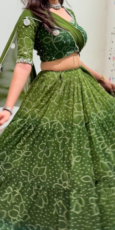 LG 647 Green Color Printed Georgette Real Mirror Work Lehenga Choli Wedding, Party, Festive, Events Etc. Delivery 4-6 Working Days Rs 2099 | Lehenga, Bollywood Lehenga, Creative Lehenga, Designer Lehenga, Embroidered Lehenga, Party Wear Lehenga