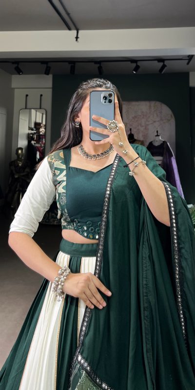 LNB 1714 Green Color Pure Rayon Plain Printed With Paper Mirror Work Lehenga Choli Wedding, Party, Festive, Events Etc. Delivery 4-6 Working Days Rs 3599 | Lehenga, Bollywood Lehenga, Creative Lehenga, Designer Lehenga, Embroidered Lehenga, Party Wear Lehenga