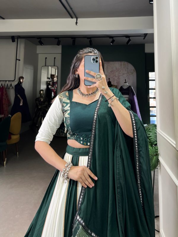 LNB 1714 Green Color Pure Rayon Plain Printed With Paper Mirror Work Lehenga Choli Wedding, Party, Festive, Events Etc. Delivery 4-6 Working Days Rs 3599 | Lehenga, Bollywood Lehenga, Creative Lehenga, Designer Lehenga, Embroidered Lehenga, Party Wear Lehenga