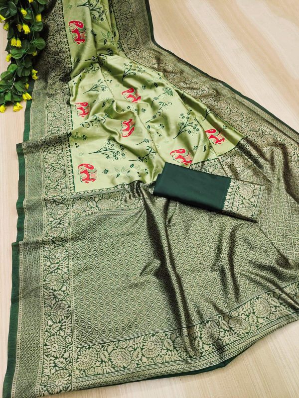KP 6004 Green Soft Lichi Silk Jacquard Work With Designer Work Saree. Grab it for ₹1499. Delivery 4-6 Working Days. Shop now. | Sarees, Bollywood Sarees, Creative Sarees, Designer Sarees, Embroidered Sarees, Ethnic Saree, Modern Digital sarees, Party Wear Sarees