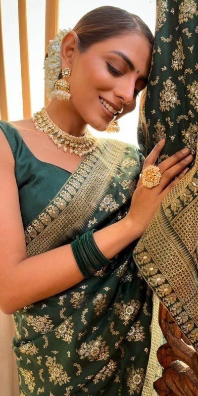 KP 5079 Green Color Soft Lichi Silk Jacquard On All Over Saree Casual, Party Wear, Wedding, Events Etc. Expected Delivery 4-6 Working Days @1449/- | Sarees, Bollywood Sarees, Creative Sarees, Designer Sarees, Embroidered Sarees, Ethnic Saree, Modern Digital sarees, Party Wear Sarees