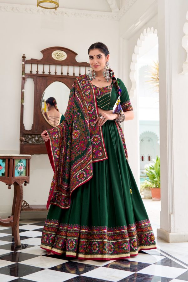 LNB 1243 Green Color Tasar Silk Gamthi Print Embossed Gotta Patti Lace Lehenga Choli Festive Party Wedding, Events etc. Delivery 4-6 Working Days @2999/- | Lehenga, Bollywood Lehenga, Creative Lehenga, Designer Lehenga, Embroidered Lehenga, Party Wear Lehenga