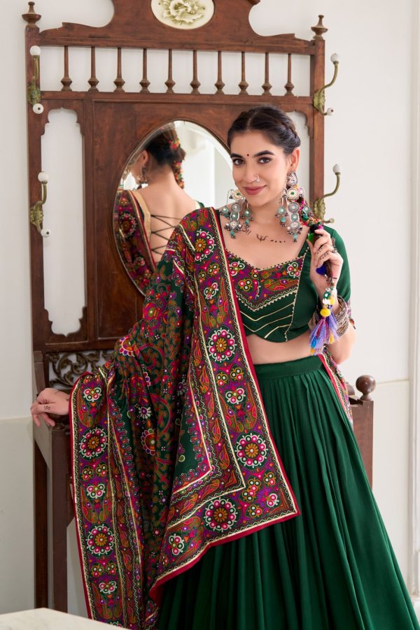 LNB 1243 Green Color Tasar Silk Gamthi Print Embossed Gotta Patti Lace Lehenga Choli Festive Party Wedding, Events etc. Delivery 4-6 Working Days @2999/- | Lehenga, Bollywood Lehenga, Creative Lehenga, Designer Lehenga, Embroidered Lehenga, Party Wear Lehenga