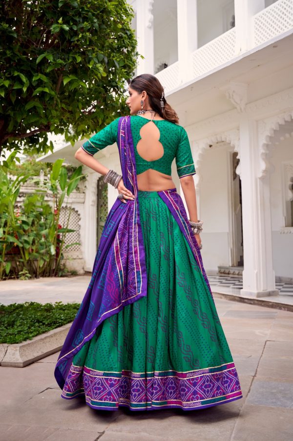 LNB 1250 Green Color Tasar Silk Bandhej Print With Gotta Patti Lace Lehenga Choli Festive Party Wedding, Events etc. Delivery 4-6 Working Days @2149/- | Lehenga, Bollywood Lehenga, Creative Lehenga, Designer Lehenga, Embroidered Lehenga, Party Wear Lehenga