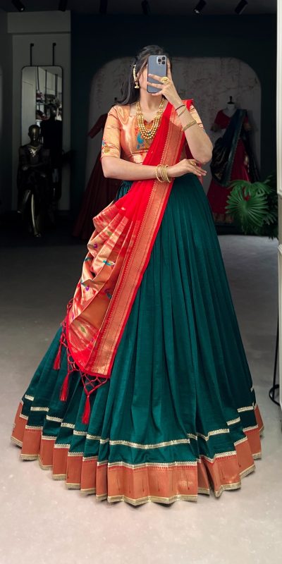 LNB 2007 Green Color Vichitra Silk Zari Weaving With Lace Border Lehenga Choli Wedding, Party, Festive, Events Etc. Delivery 4-6 Working Days Rs 2999 | Lehenga, Bollywood Lehenga, Creative Lehenga, Designer Lehenga, Embroidered Lehenga, Party Wear Lehenga