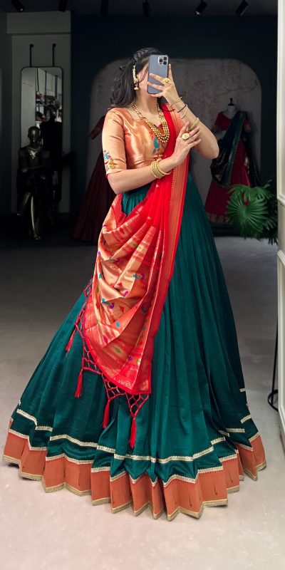 LNB 2007 Green Color Vichitra Silk Zari Weaving With Lace Border Lehenga Choli Wedding, Party, Festive, Events Etc. Delivery 4-6 Working Days Rs 2999 | Lehenga, Bollywood Lehenga, Creative Lehenga, Designer Lehenga, Embroidered Lehenga, Party Wear Lehenga