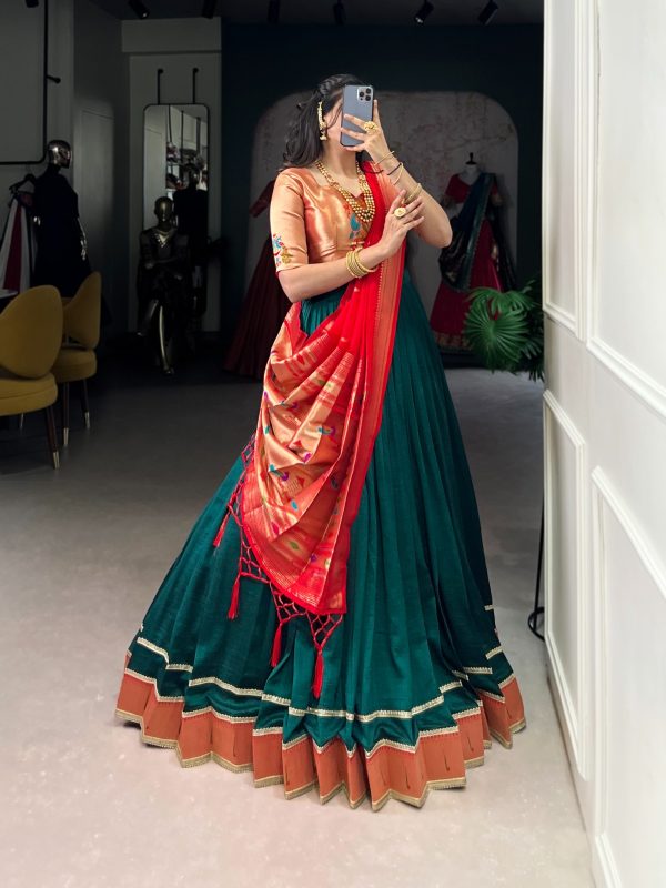 LNB 2007 Green Color Vichitra Silk Zari Weaving With Lace Border Lehenga Choli Wedding, Party, Festive, Events Etc. Delivery 4-6 Working Days Rs 2999 | Lehenga, Bollywood Lehenga, Creative Lehenga, Designer Lehenga, Embroidered Lehenga, Party Wear Lehenga