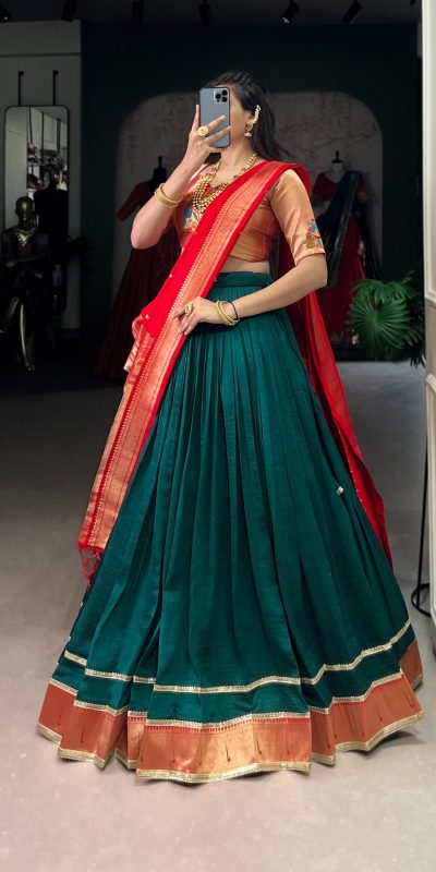 LNB 2007 Green Color Vichitra Silk Zari Weaving With Lace Border Lehenga Choli Wedding, Party, Festive, Events Etc. Delivery 4-6 Working Days Rs 2999 | Lehenga, Bollywood Lehenga, Creative Lehenga, Designer Lehenga, Embroidered Lehenga, Party Wear Lehenga