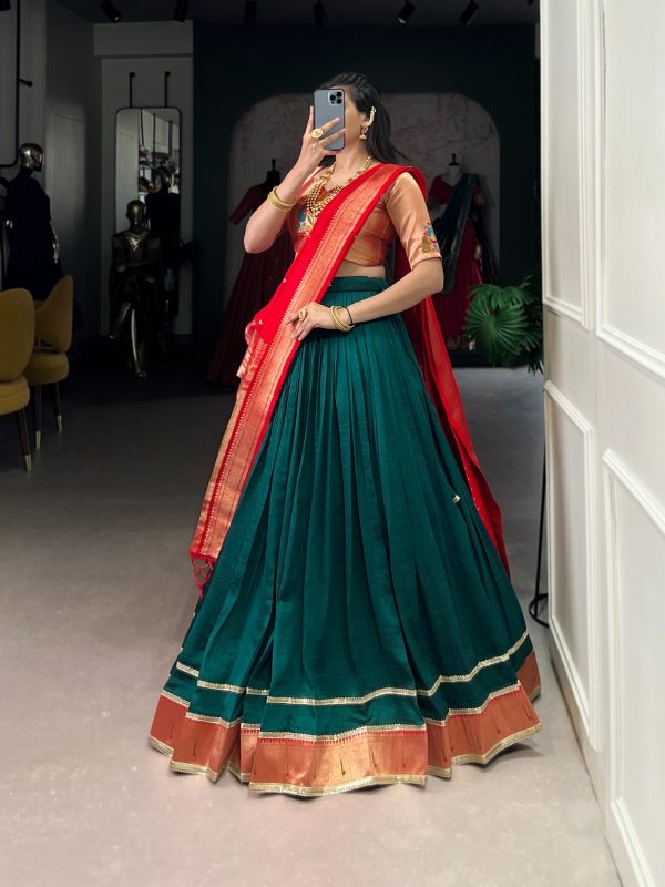 LNB 2007 Green Color Vichitra Silk Zari Weaving With Lace Border Lehenga Choli Wedding, Party, Festive, Events Etc. Delivery 4-6 Working Days Rs 2999 | Lehenga, Bollywood Lehenga, Creative Lehenga, Designer Lehenga, Embroidered Lehenga, Party Wear Lehenga
