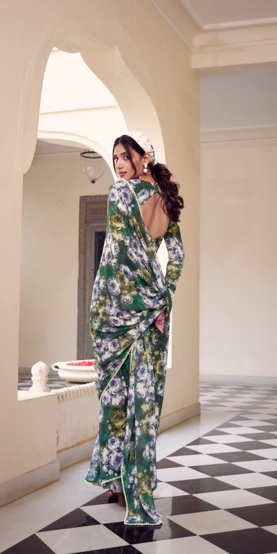 YNF 7042 Green Color Weightless Marbal Floral Printed Lace Border Saree Casual, Wedding, Festive, Events . Expected Delivery  4-6 Working Days @1549/- only                                                                                | Sarees, Bollywood Sarees, Creative Sarees, Designer Sarees, Embroidered Sarees, Ethnic Saree, Modern Digital sarees, Party Wear Sarees