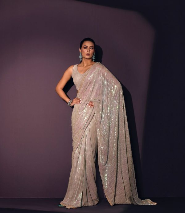 DF 3416 Grey Color Georgette Rainbow Sequins Embroidery Work Saree Casual, Wedding, Festive, Events . Expected Delivery  4-6 Working Days @1799/- only                                                                                | Sarees, Bollywood Sarees, Creative Sarees, Designer Sarees, Embroidered Sarees, Ethnic Saree, Modern Digital sarees, Party Wear Sarees