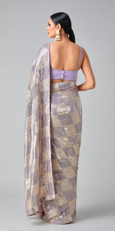 DF 3426 Lavender Color Georgette 5MM Sequins Embroidery Work Saree Casual, Wedding, Festive, Events . Expected Delivery  4-6 Working Days @1749/- only                                                 | Sarees, Bollywood Sarees, Creative Sarees, Designer Sarees, Embroidered Sarees, Ethnic Saree, Modern Digital sarees, Party Wear Sarees