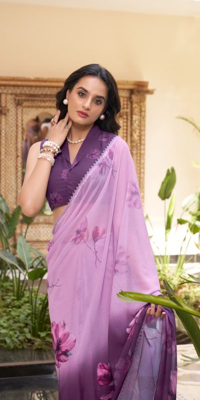 YNF 7038 Lavender Color Weightless Marbal Floral Printed Lace Saree Casual, Wedding, Festive, Events . Expected Delivery  4-6 Working Days @1549/- only                                                                                | Sarees, Bollywood Sarees, Creative Sarees, Designer Sarees, Embroidered Sarees, Ethnic Saree, Modern Digital sarees, Party Wear Sarees
