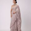 Light Peach Faux Georgette Sequence Saree