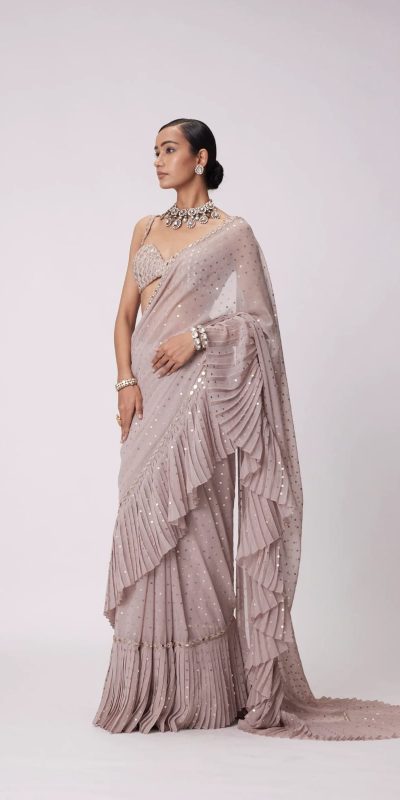DF 3455 Light Peach Color Faux Georgette Embroidery Sequins Work Saree Casual, Wedding, Festive, Events . Expected Delivery  4-6 Working Days @1999/- only                                                                                | Sarees, Bollywood Sarees, Creative Sarees, Designer Sarees, Embroidered Sarees, Ethnic Saree, Modern Digital sarees, Party Wear Sarees