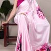 YNF 7054 Light Pink Color Satin Silk Floral Printed Saree Casual, Wedding, Festive, Events . Expected Delivery  4-6 Working Days @1549/- only                                                                                | Sarees, Bollywood Sarees, Creative Sarees, Designer Sarees, Embroidered Sarees, Ethnic Saree, Modern Digital sarees, Party Wear Sarees