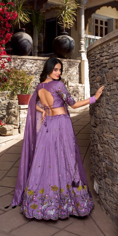 LNB 1423 Light Purple Color Vichitra Simmer and Thread Embroidery Work Lehenga Choli Wedding, Party, Festive, Events Etc. Delivery 4-6 Working Days Rs 3199 | Lehenga, Bollywood Lehenga, Creative Lehenga, Designer Lehenga, Embroidered Lehenga, Party Wear Lehenga