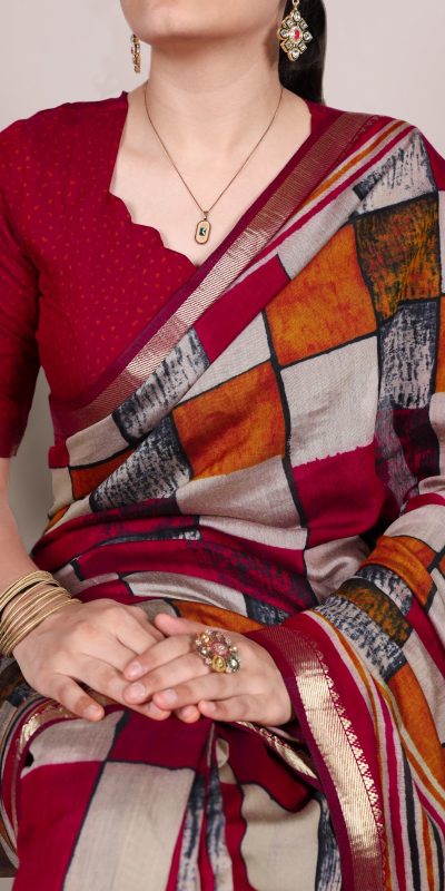 YNF 7045 Maroon Color Polyester Viscose Chanderi Printed Border Saree Casual, Wedding, Festive, Events . Expected Delivery  4-6 Working Days @1499/- only                                | Sarees, Bollywood Sarees, Creative Sarees, Designer Sarees, Embroidered Sarees, Ethnic Saree, Modern Digital sarees, Party Wear Sarees