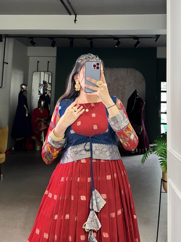 YNF 5031 Maroon Color Poly Cotton Kalamkari Print Zari Weaving Work Gown Casual, Wedding, Festive, Events . Expected Delivery  4-6 Working Days @1999/- only      | Gowns, Bollywood Gowns, Creative Gowns, Designer Gowns, Embroidered Gowns, Party Wear Gowns