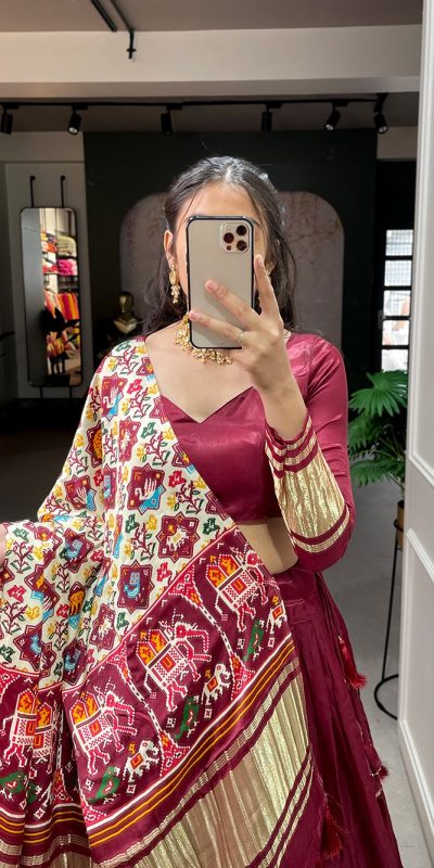 LNB 1653 Maroon Color Gaji Silk Dyeing With Lagdi patta Lehenga Choli Wedding, Party, Festive, Events Etc. Delivery 4-6 Working Days Rs 3499 | Lehenga, Bollywood Lehenga, Creative Lehenga, Designer Lehenga, Embroidered Lehenga, Party Wear Lehenga