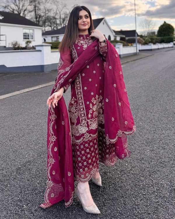 BE 383 Maroon Color Georgette Embroidery Diamond Work Salwar Suit Casual, Wedding, Festive, Events . Expected Delivery  4-6 Working Days @1999/- only      | Jump Suits, Salwar suit, Casual Suits, Creative suits, Designer Suits, Palazzo Suits, Party Wear Suits, Patiala Suits, Straight Suits