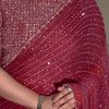 YNF 3452 Maroon Color Georgette Sequins Multy Embroidery Work Saree Casual, Wedding, Festive, Events . Expected Delivery  4-6 Working Days @1799/- only                                                                                | Sarees, Bollywood Sarees, Creative Sarees, Designer Sarees, Embroidered Sarees, Ethnic Saree, Modern Digital sarees, Party Wear Sarees