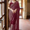 DF 3451 Maroon Color Faux Georgette 5mm Sequence Embroidery Work Saree Casual, Wedding, Festive, Events . Expected Delivery  4-6 Working Days @1799/- only                                                 | Sarees, Bollywood Sarees, Creative Sarees, Designer Sarees, Embroidered Sarees, Ethnic Saree, Modern Digital sarees, Party Wear Sarees