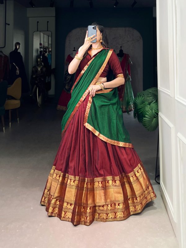 LNB 2040 Maroon Color Narayan Pet Zari Weaving Lehenga Choli Choli Festive Party Wedding, Events etc. Delivery 4-6 Working Days @1899/- | Lehenga, Bollywood Lehenga, Creative Lehenga, Designer Lehenga, Embroidered Lehenga, Party Wear Lehenga