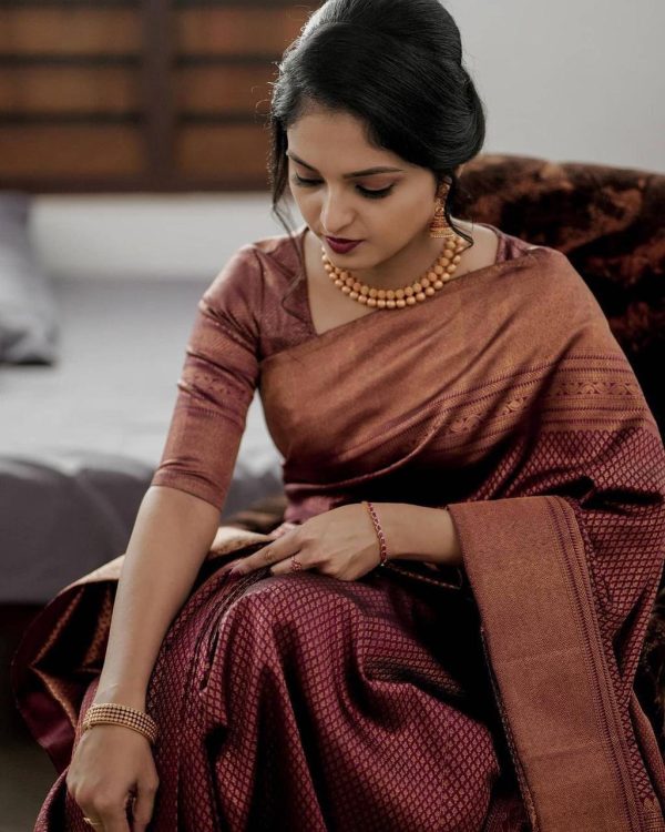 KP 3075 Maroon Soft Lichi Silk Whit Designer Jacquard Work in Saree it Grab for ₹1399. Delivery 4-6 Working Days. Shop now. | Sarees, Bollywood Sarees, Creative Sarees, Designer Sarees, Embroidered Sarees, Ethnic Saree, Modern Digital sarees, Party Wear Sarees