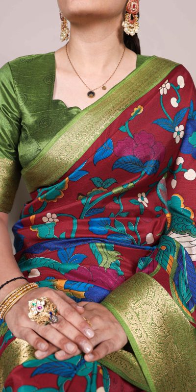 YNF 7047 Maroon Color Tasar Silk Printed With Zari Weaving Work Saree Casual, Wedding, Festive, Events . Expected Delivery  4-6 Working Days @1599/- only                                                                                | Sarees, Bollywood Sarees, Creative Sarees, Designer Sarees, Embroidered Sarees, Ethnic Saree, Modern Digital sarees, Party Wear Sarees