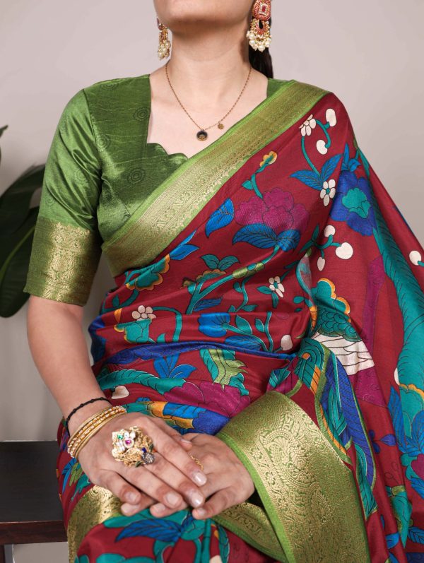 YNF 7047 Maroon Color Tasar Silk Printed With Zari Weaving Work Saree Casual, Wedding, Festive, Events . Expected Delivery  4-6 Working Days @1599/- only                                                                                | Sarees, Bollywood Sarees, Creative Sarees, Designer Sarees, Embroidered Sarees, Ethnic Saree, Modern Digital sarees, Party Wear Sarees