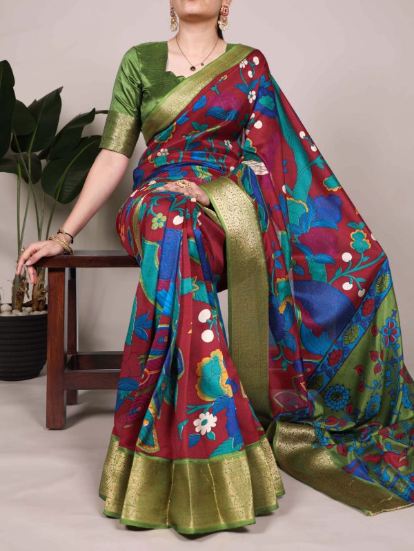 YNF 7047 Maroon Color Tasar Silk Printed With Zari Weaving Work Saree Casual, Wedding, Festive, Events . Expected Delivery  4-6 Working Days @1599/- only                                                                                | Sarees, Bollywood Sarees, Creative Sarees, Designer Sarees, Embroidered Sarees, Ethnic Saree, Modern Digital sarees, Party Wear Sarees