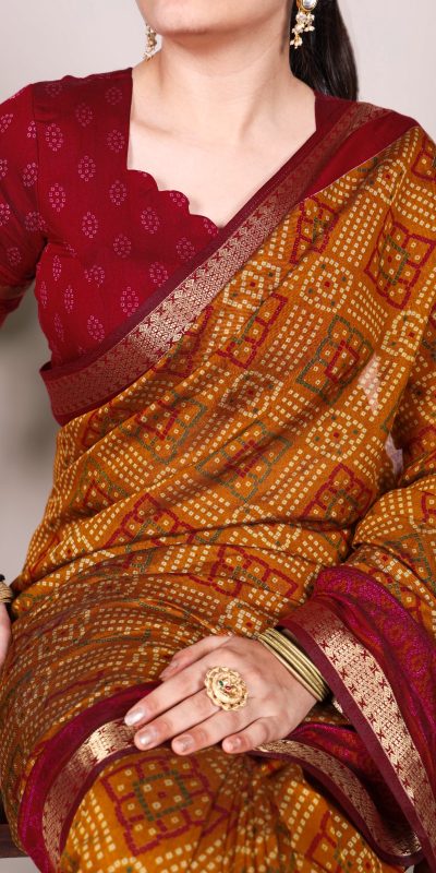 YNF 7046 Mustard Color Polyester Chanderi Print Zari Weaving Work Saree Casual, Wedding, Festive, Events . Expected Delivery  4-6 Working Days @1549/- only                                                                                | Sarees, Bollywood Sarees, Creative Sarees, Designer Sarees, Embroidered Sarees, Ethnic Saree, Modern Digital sarees, Party Wear Sarees