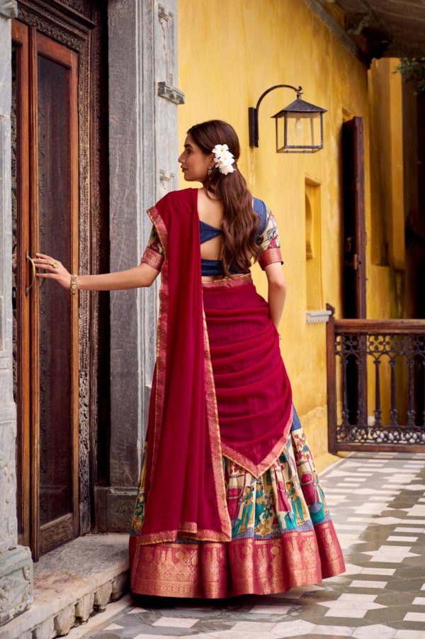 LNB 1242 Navy Blue Color Poly Chanderi Kalamkari Printed Weaving Work Lehenga Choli Wedding, Party, Festive, Events Etc. Delivery 4-6 Working Days Rs 1899 | Lehenga, Bollywood Lehenga, Creative Lehenga, Designer Lehenga, Embroidered Lehenga, Party Wear Lehenga