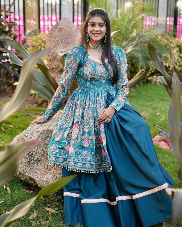 BE 265 Navy Blue Navy Blue Fiona Silk Lehenga Choli with Lace Work. Now at just ₹1899. Delivery 4-6 Working Days. Shop now. | Lehenga, Bollywood Lehenga, Creative Lehenga, Designer Lehenga, Embroidered Lehenga, Party Wear Lehenga