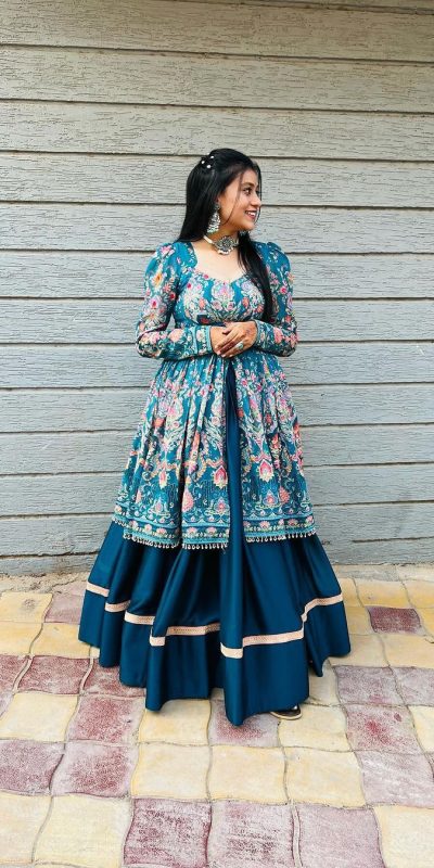 BE 265 Navy Blue Navy Blue Fiona Silk Lehenga Choli with Lace Work. Now at just ₹1899. Delivery 4-6 Working Days. Shop now. | Lehenga, Bollywood Lehenga, Creative Lehenga, Designer Lehenga, Embroidered Lehenga, Party Wear Lehenga